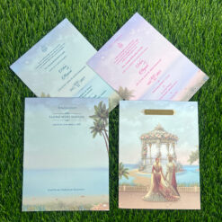 Explore Pastel Colour Wedding Cards at Metro Cards, Ahmedabad. Discover elegant pink, peach, lavender, sage green and powder blue wedding invitations with customized designs.