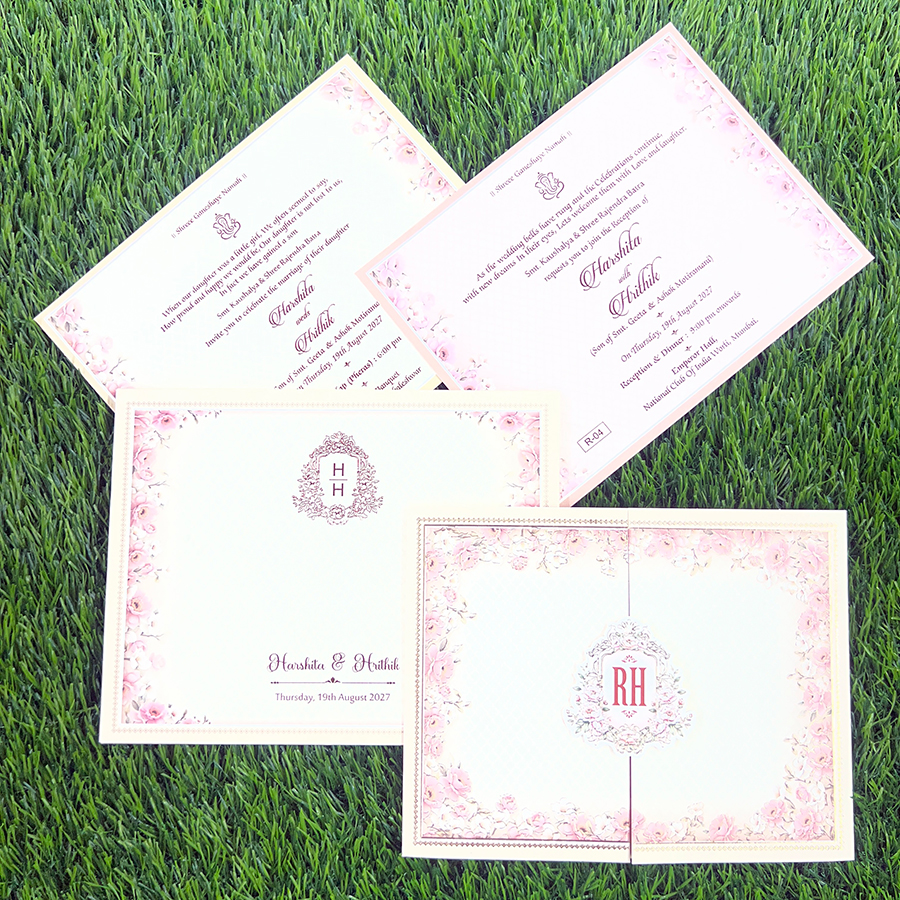 Explore Pastel Colour Wedding Cards at Metro Cards, Ahmedabad. Discover elegant pink, peach, lavender, sage green and powder blue wedding invitations with customized designs.