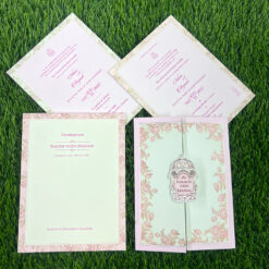 Explore Pastel Colour Wedding Cards at Metro Cards, Ahmedabad. Discover elegant pink, peach, lavender, sage green and powder blue wedding invitations with customized designs.