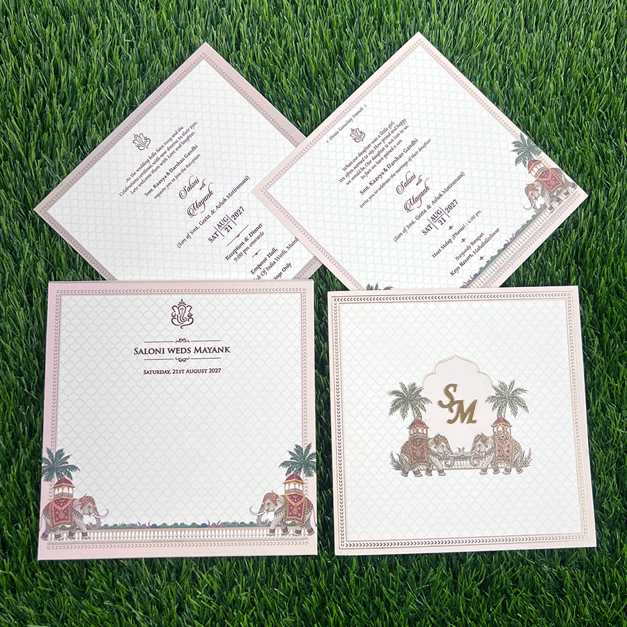 Explore Pastel Colour Wedding Cards at Metro Cards, Ahmedabad. Discover elegant pink, peach, lavender, sage green and powder blue wedding invitations with customized designs.